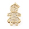 Brass Micro Pave Clear Cubic Zirconia Slide Charms, Long-Lasting Plated, Girl, Golden, 15.5x9.5x4.5mm, Hole: 10x2mm