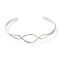 Rack Plating Brass Hollow Oval Open Cuff Bangle, Cadmium Free & Lead Free, Platinum, Inner Diameter: 2-1/2 inch(6.3cm)