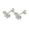 Bowknot Bow Brass Micro Pave Clear Cubic Zirconia Cartilage Earrings, Platinum, 9.7x6mm
