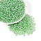 Transparent Glass Seed Beads, Glazing Style, Round, Light Green, 4~4.5mm, Hole: 1mm, about 4090pcs/pound