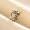 304 Stainless Steel Sun Cuff Rings, Love Design Glass Open Ring for Women Men