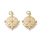 Brass Micro Pave Clear Cubic Zirconia Pendants, with Jump Rings, Long-Lasting Plated, Flat Round, Real 18K Gold Plated, 19.5x17x2mm, Jump Ring: 5x0.7mm, Inner Diameter: 3.5mm