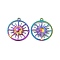 Ion Plating(IP) 304 Stainless Steel Pendants, Ring with Sun Charm, Rainbow Color, 26.5x24x2.5mm, Hole: 1.4mm