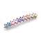 Brass Micro Pave Cubic Zirconia Links, Rectangle, Colorful, Platinum, 42.5x7x3.5mm, Hole: 0.8mm