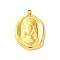 304 Stainless Steel Pendants, Oval with Virgin Mary Charm, PVD Vacuum Plating, Real 18K Gold Plated, 20.5x13.5x3.5mm, Hole: 1.5mm