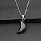 Moon Natural Turquoise Pendant Necklaces, with Platinum Alloy Cable Chains, 19.69 inch(50cm)