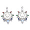 Brass Micro Pave Cubic Zirconia Pendants, Nickel Free, Flower, with Smile Face, Colorful, Real Platinum Plated, 23x17x2.5mm, Hole: 1mm