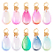 60Pcs 10 Color Copper Wired Glass Pendants, Teardrop Charms, Mixed Color, 20x8x5mm, Hole: 3mm, 6pcs/color