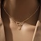 Heart Letter Brass Micro Pave Clear Cubic Zirconia Initial Lariat Necklaces, Golden, Letter S, 13.78~17.72 inch(35~45cm)
