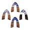 Transparent Resin & Walnut Wood Pendants, V Shape Charms, Slate Blue, 38x29x3mm, Hole: 2mm