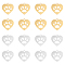 20Pcs 2 Colors 201 Stainless Steel Charms, Laser Cut Pendants, Heart with Dog Paw Prints, Golden & Stainless Steel Color, 15x15x1mm, Hole: 1.5mm, 10pcs/color