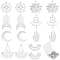 SUNNYCLUE 1 Box 16Pcs 8 Style Stainless Steel Tarot Style Charms Hamsa Hand Lucky Charm Sun Moon Charms for Jewellery Making Crescent Linking Connectors Earrings Necklace Bracelet Supplies DIY Craft