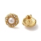 Rack Plating Brass Flat Round Stud Earrings, with ABS Imitation Pearl for Women, Lead Free & Cadmium Free, Long-Lasting Plated, Real 18K Gold Plated, 16mm