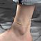 Stainless Steel Charm Anklets for Women, Real 18K Gold Plated, Flat Round, 8.27 inch(21cm)