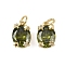 Brass Pave Cubic Zirconia Charms, Oval, Rack Plating, Lead Free & Cadmium Free, Long-Lasting Plated, Real 18K Gold Plated, with Jump Ring, Olive Drab, 12x8x6.5mm, Hole: 3mm