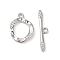 Brass Micro Pave Clear Cubic Zirconia Toggle Clasps, Cadmium Free & Nickel Free & Lead Free, Irregular Ring, Real Platinum Plated, Ring: 17.5x13x2.5mm, Hole: 1.8mm, Bar: 24.5x5x2mm, Hole: 1.8mm