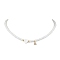 Brass Micro Pave Grade AAA Cubic Zirconia Letter Pendant Necklaces, Heart & Round Baking Painted Pearlized Glass Pearl Beaded Necklaces for Women, Letter A, 15.20 inch(38.6cm)