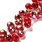 Electroplate Glass Beads Strands, Teardrop, Red, 10~11x8mm, Hole: 1mm, about 93pcs/strand, 62cm