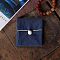 Burlap Packing Button Pouches Bags, for Jewelry Packaging, Rectangle, Prussian Blue, 9.3x8.5x0.8~1.45cm