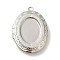 Rack Plating Brass Locket Pendants, Cabochon Settings, Long-Lasting Plated, Oval Charm, Platinum, 33.5x24x5mm, Inner Diameter: 23.5x16mm