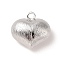 Brass Pendants, Cadmium Free & Nickel Free & Lead Free, Heart charms, Platinum, 18.5x18x8mm, Hole: 2.2mm