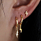 3Pcs S925 Sterling Silver Lightning Bolt Earring Sets, with Clear Cubic Zirconia, Golden, 7~25x2.5~3mm
