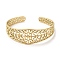 304 Stainless Steel Cuff Bangles, Hollow Flower Open Bangles for Women, Real 18K Gold Plated, Inner Diameter: 2x1-7/8 inch(5.2x4.8cm), 7.5~20mm