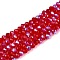 Electroplate Glass Beads Strands, Half Rainbow Plated, Faceted, Rondelle, FireBrick, 3.5~3.8x3mm, Hole: 0.4mm, about 105~110pcs/strand, 29~31cm