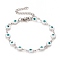 Enamel Oval with Evil Eye Link Chains Bracelet, 304 Stainless Steel Jewelry for Women, Stainless Steel Color, White, 6-1/2 inch(16.5cm)