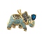 Rack Plating Brass Micro Pave Cubic Zirconia Pendants, with Glass, Long-Lasting Plated, Lead Free & Cadmium Free, Elephant Charms, Real 18K Gold Plated, 19.5x29x4mm, Hole: 4x3mm