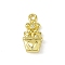 Brass Pave Clear Cubic Zirconia Pendants, Cadmium Free & Nickel Free & Lead Free, Flower Charms, Golden, 15.5x8x5mm, Hole: 1.5mm