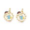 Brass Enamel Pendants, with Jump Ring, Unicorn Charm, Real 18K Gold Plated, Colorful, 16x14x2mm, Hole: 3mm