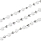 Cube Glass & 201 Stainless Steel Beaded Chains, with 304 Stainless Steel Findings, Unwelded, with Spool, Stainless Steel Color, 3x3x3mm, about 65.62 Feet(20m)/Roll