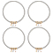 4Pcs Iron Round Chains Stretch Bracelets Set, Guitar String Coil Bracelets with CCB Star Charms, Multi-color, Inner Diameter: 1-7/8 inch(4.8cm)