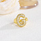Brass Micro Pave Clear Cubic Zirconia Cuff Rings, Golden, Letter G, Inner Diameter: Adjustable