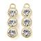 Ion Plating(IP) 304 Stainless Steel Rhinestone Pendants, Round, Real 18K Gold Plated, 20.5x6x4mm, Hole: 1.8mm