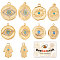 10Pcs 5 Style 304 Stainless Steel Pendants, with Rhinestone, Hamsa Hand/Hand of Miriam & Flat Round with Eye, Real 18K Gold Plated, 17.5~21x11~18x2~3mm, Hole: 1.2~2mm, 2pcs/style