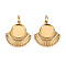 304 Stainless Steel Pendant Cabochon Settings, with Jump Rings, Fan, Real 14K Gold Plated, Tray: 1/4 inch(7.5mm), 17x15x2.5mm, Jump Ring: 3.8x0.5mm, 2.8mm inner diameter
