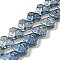 Transparent Electroplate Glass Beads Strands, Rainbow Plated, Skull Head, Steel Blue, 16x19x7mm, Hole: 1.2mm, about 40pcs/strand, 24.57 inch(62.4cm)