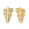 Ion Plating(IP) 304 Stainless Steel Pendants, Leaf Charm, Real 18K Gold Plated, 39x24x1.5mm, Hole: 2.5mm