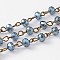 Handmade Electroplate Glass Faceted Rondelle Beads Chains for Necklaces Bracelets Making, with Antique Bronze Plated Brass Eye Pin, Unwelded, Steel Blue, 39.4 inch, about 92pcs/strand