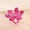 Adjustable Alloy Flower Finger Rings for Women, Deep Pink, Flower: 43x42mm, Inner Diameter: 17mm