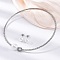 Round Plastic Imitation Pearl Stud Earrings & Rectangle Cubic Zirconia Rhinestone Cuff Choker Necklaces Sets, 304 Stainless Steel Jewerly Set for Women, Stainless Steel Color, Inner Diameter: 4.43 inch(112.5mm)