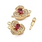 Brass Micro Pave Clear Cubic Zirconia Box Clasps, Cadmium Free & Nickel Free & Lead Free, with Glass, Flower, Real 18K Gold Plated, 12.5x16.5x7.5mm, Hole: 1.2mm