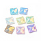 Mocha Effect Square Shape Sew on Rhinestone, K5 Glass Rhinestone, 2-Hole Link, Plated Flat Back, Sewing Craft Decoration, Mixed Color, 16x16x5.5mm, Hole: 1.2mm