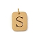 304 Stainless Steel Charms, with Jump Ring, Golden, Rectangle with Letter Charm, Letter S, 12.5x9.5x1.5mm, Hole: 3mm