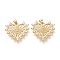 Brass Micro Pave Clear Cubic Zirconia Pendants, Long-Lasting Plated, Heart with Eye, Real 18K Gold Plated, 24x26x2.5mm, Hole: 4.5x3.5mm