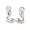 Brass Charms, Real Platinum Plated, Letter J, 13.5x6x3.5mm, hole: 2mm