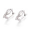 Brass Hoop Earring Findings, Cadmium Free & Nickel Free & Lead Free, Leaf, Real Platinum Plated, 17x13x6.5mm, Hole: 1.5mm, Pin: 1mm