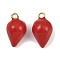Brass Enamel Pendants, Long-Lasting Plated, Cadmium Free & Lead Free, Rack Plating, Real 18K Gold Plated, Fruit, 18.5x11x11mm, Hole: 2mm